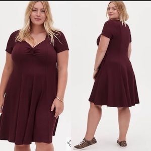 Torrid burgundy sweetheart neckline flare dress
